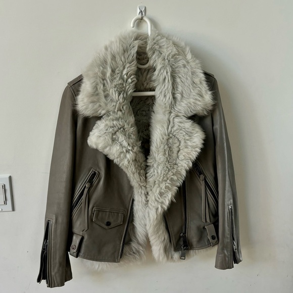 All saints Removable shearling leather jacket - Picture 1 of 13